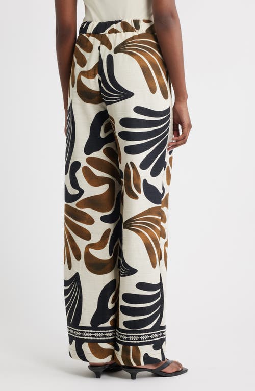 Mango Karina Print Wide Leg Pants In Sand