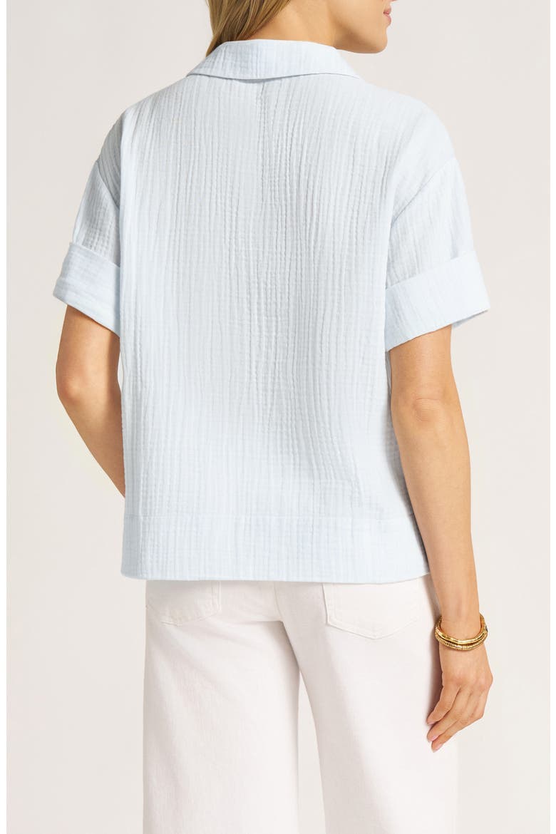 Adrienne Gauze Polo Top, Alternate, color, SKY