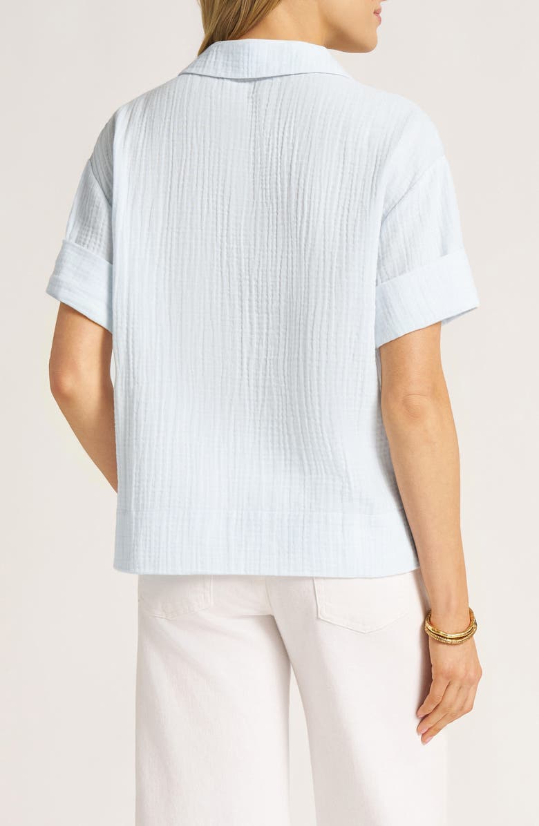 matty m. Adrienne Gauze Polo Top, Alternate, color, Sky