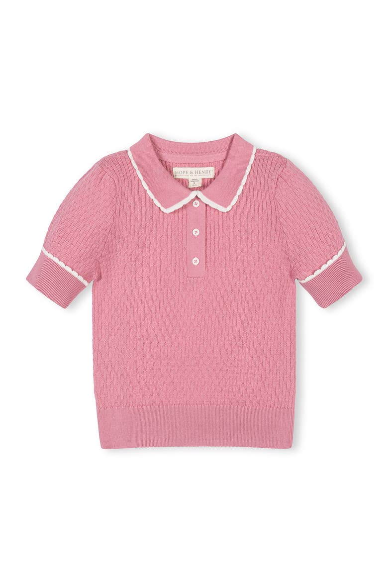 Kids' Organic Peter Pan Collar Sweater Polo, Main, color, Rose Pink