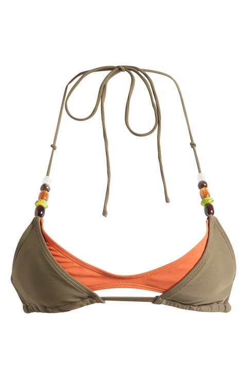 Beaded Layered Triangle Bikini Top
