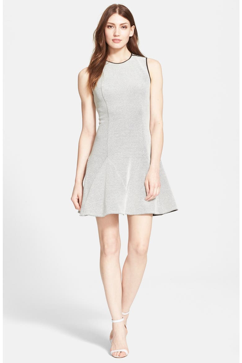 Jacquard Sleeveless Fit & Flare Dress, Main, color, CHALK/ BLACK