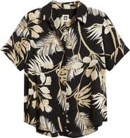 AK ANNE KLEIN Floral Print Short Sleeve Button-Up Shirt