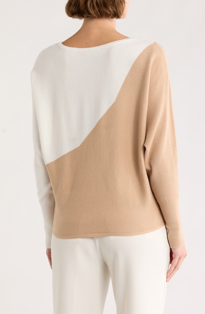 T Tahari Dolman Sleeve Sweater, Alternate, color, Almond Beige/ White Star
