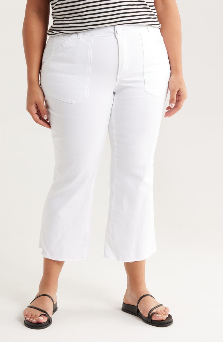 Democracy High Waist Crop Flare Leg Jeans, Main, color, White