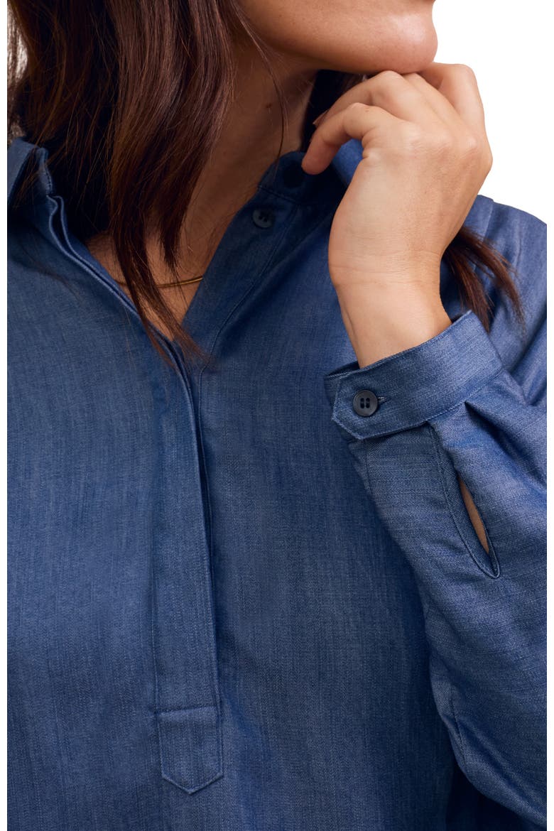 Drapey Pop Over Blouse, Alternate, color, Denim Blue