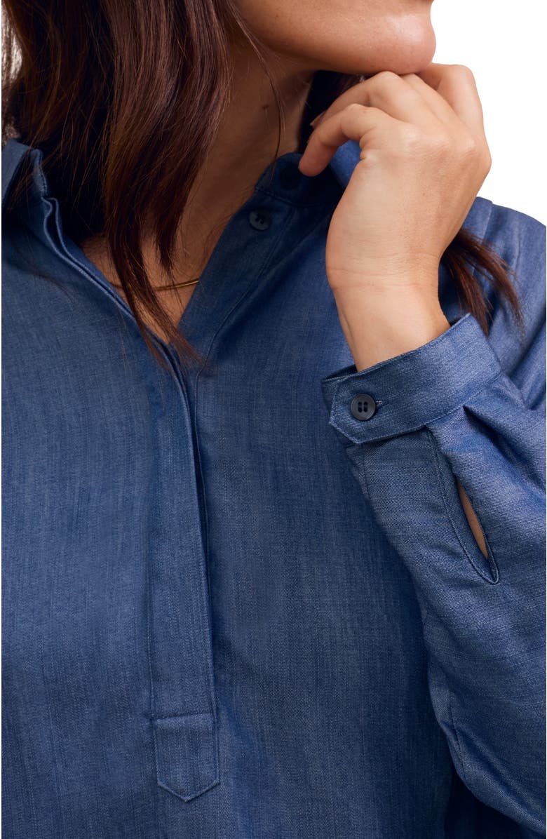 Celtic & Co. Drapey Pop Over Blouse, Alternate, color, Denim Blue