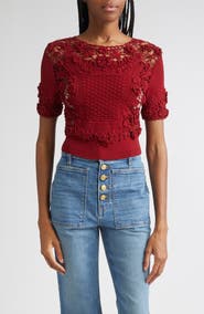 Ulla Johnson Stella Crochet Detail Knit Top