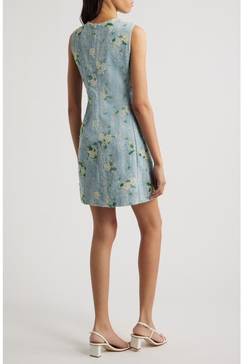 Harmony Bead Sleeveless Denim Minidress, Alternate, color, BLUE