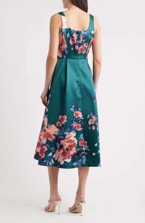 Julia Jordan Pleated Mikado Midi Dress In Green