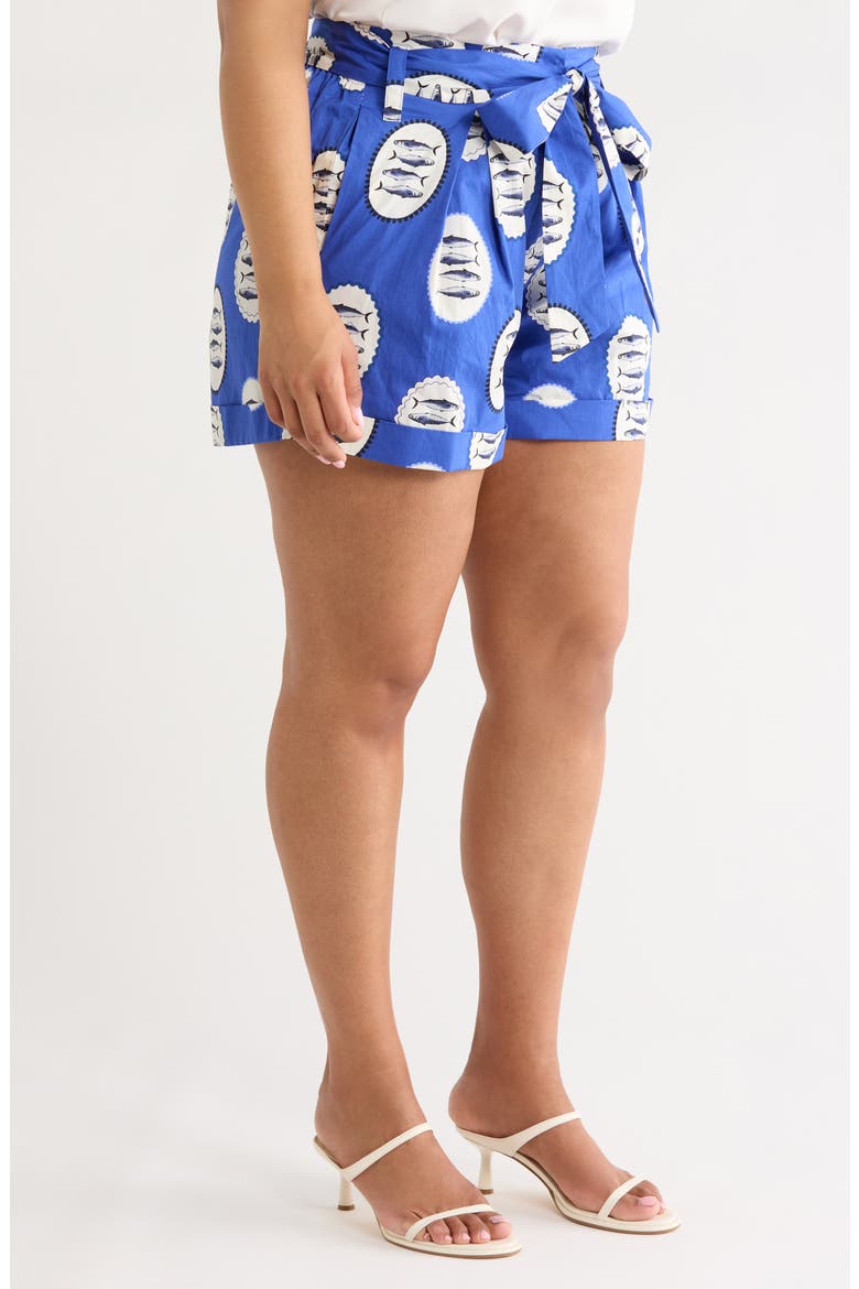 Maeve Belted Floral Zaferia Shorts, Alternate, color, NAVY-CRM-BLK