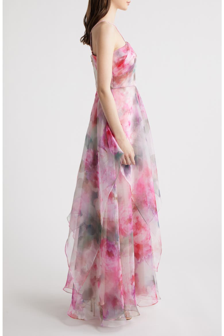 Floral Print Strap Ballgown, Alternate, color, ROSE