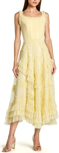 knee length dresses for ladies Green Sleeveless Scoop Neck Embellished Midi Dress main image 1