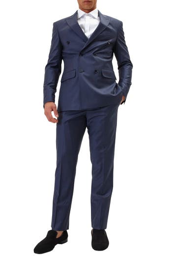 Ron Tomson Super 120s Wool Double Breasted Tuxedo Jacket