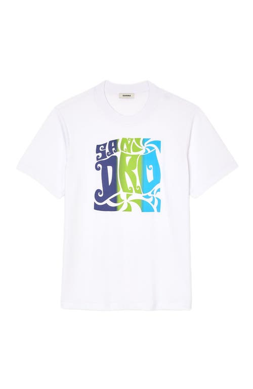 Sandro Mens Naturels Branded-print Short-sleeved Cotton-jersey T-shirt In White