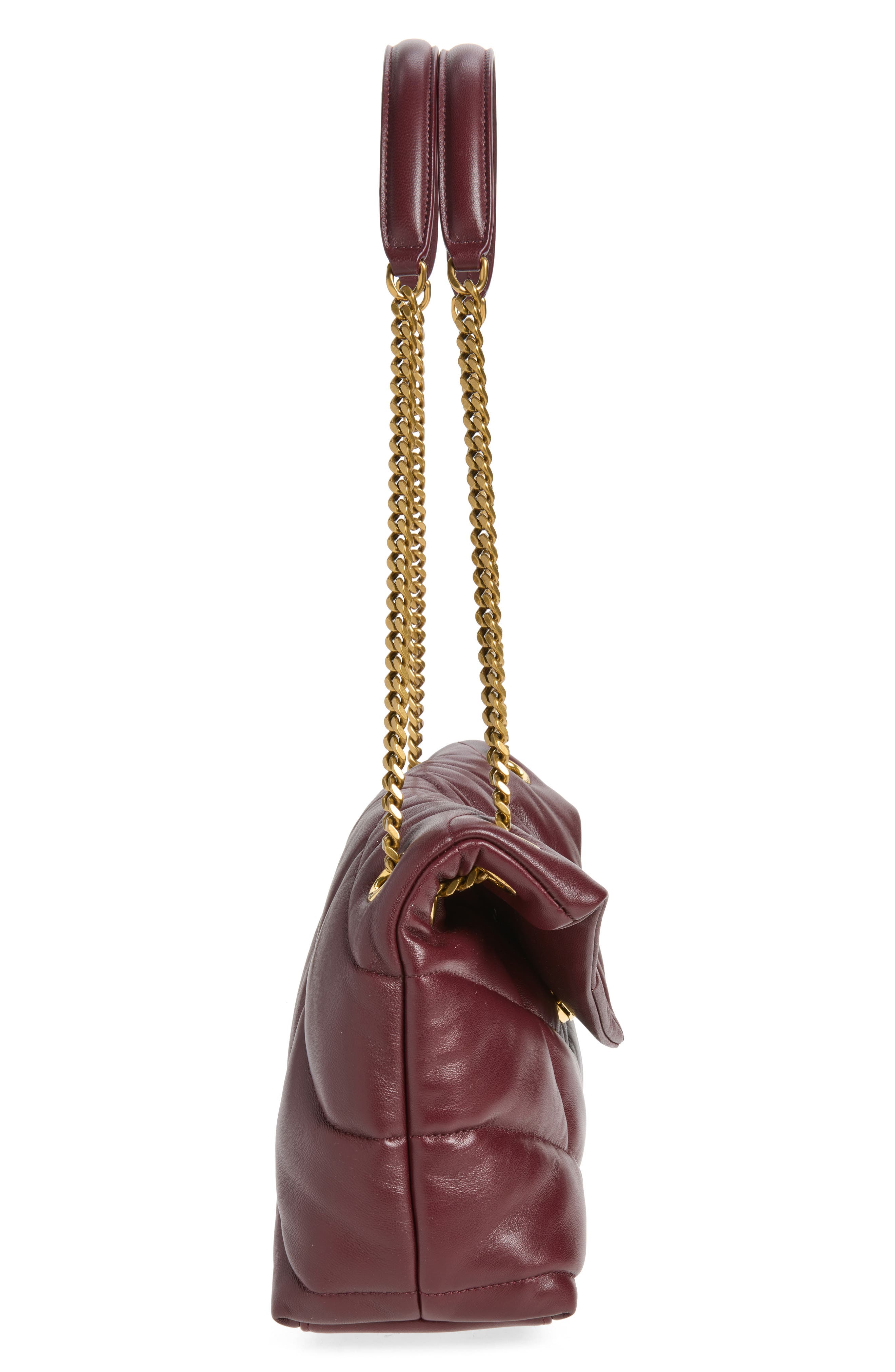 Small Loulou Leather Puffer Bag, Alternate, color, ROUGE CABERNET