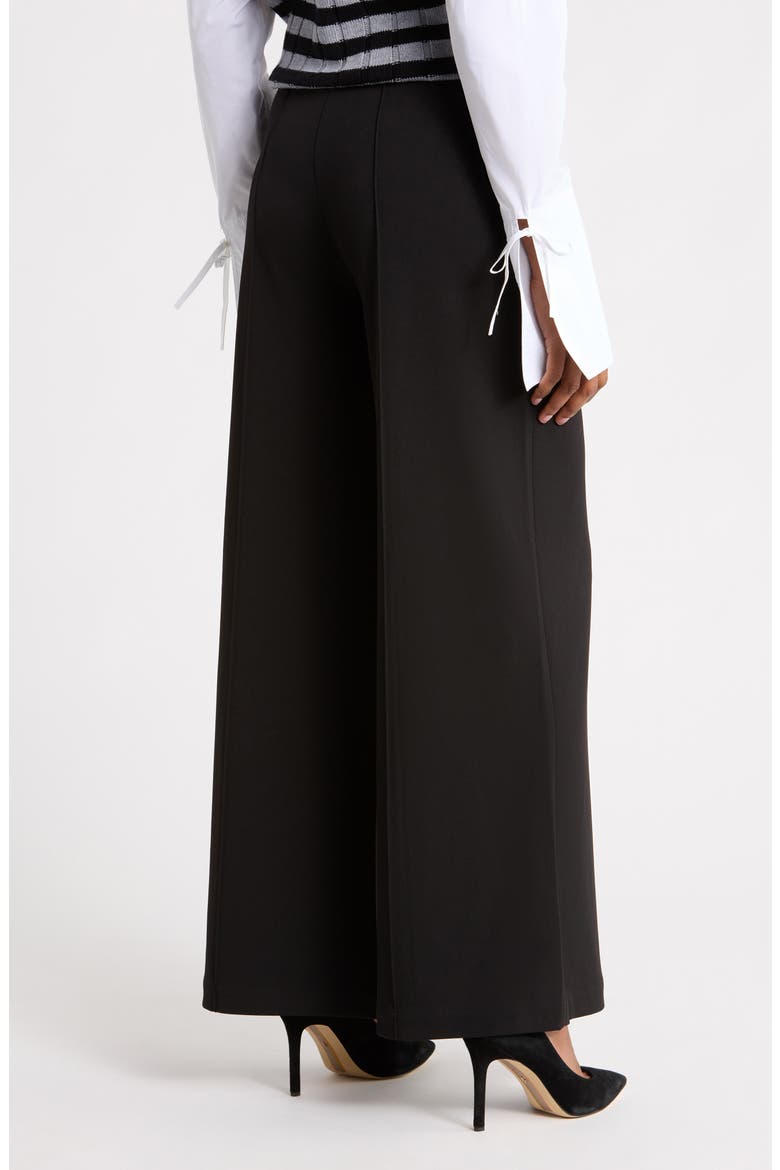 Tempest Pleat Wide Leg Knit Pull-on Pants, Alternate, color, BLACK