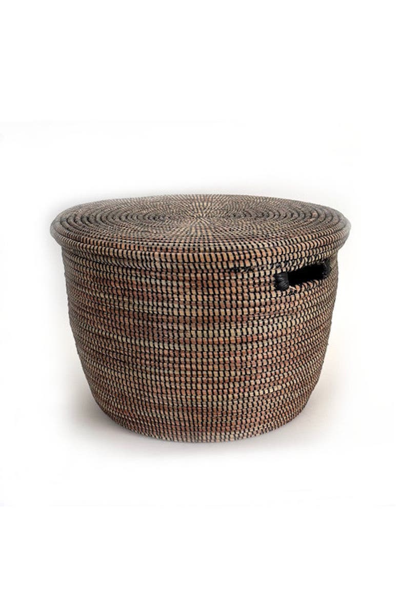 Mbare Flat Lid Storage Basket Monochrome Low Storage, Main, color, Black