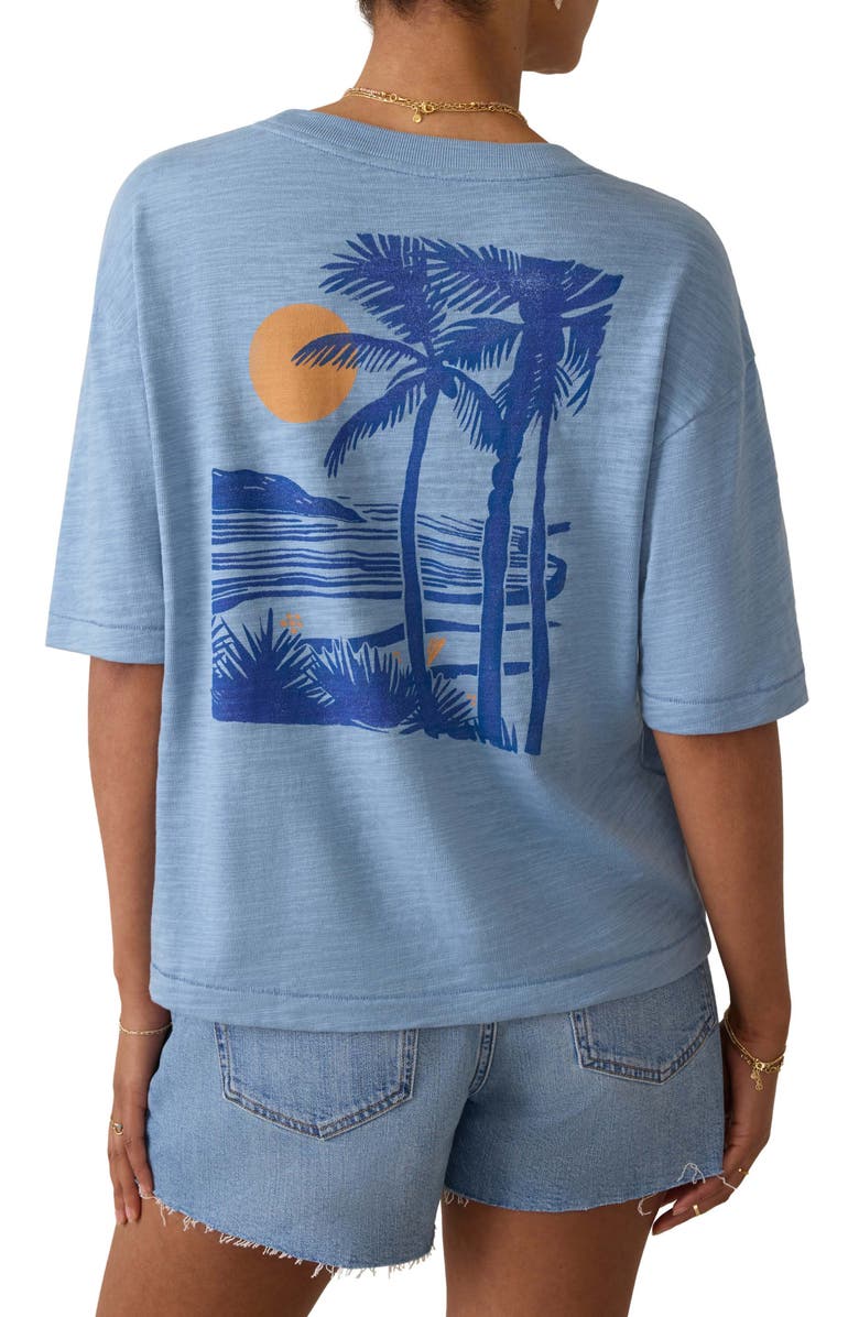 Faherty Sunwashed Slub Organic Cotton Graphic T-Shirt, Alternate, color, Dusty Blue