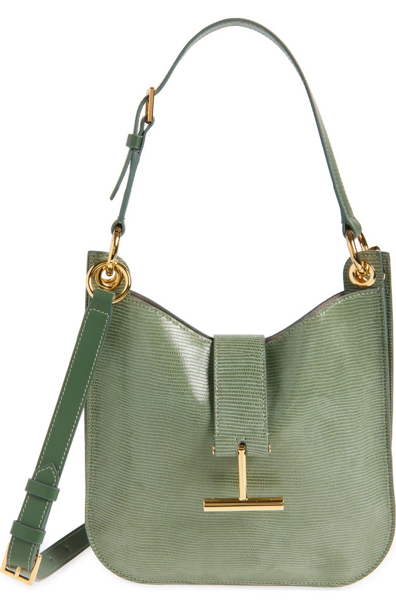TOM FORD Small Tara Lizard Embossed Leather Top Handle Bag, Main, color, Laurel Green