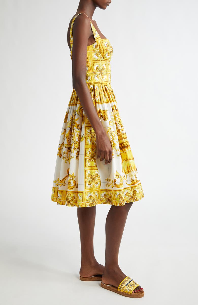 Dolce&Gabbana Blu Mediterraneo Bustier Poplin Sundress, Alternate, color, Mix Maiolica Giallo