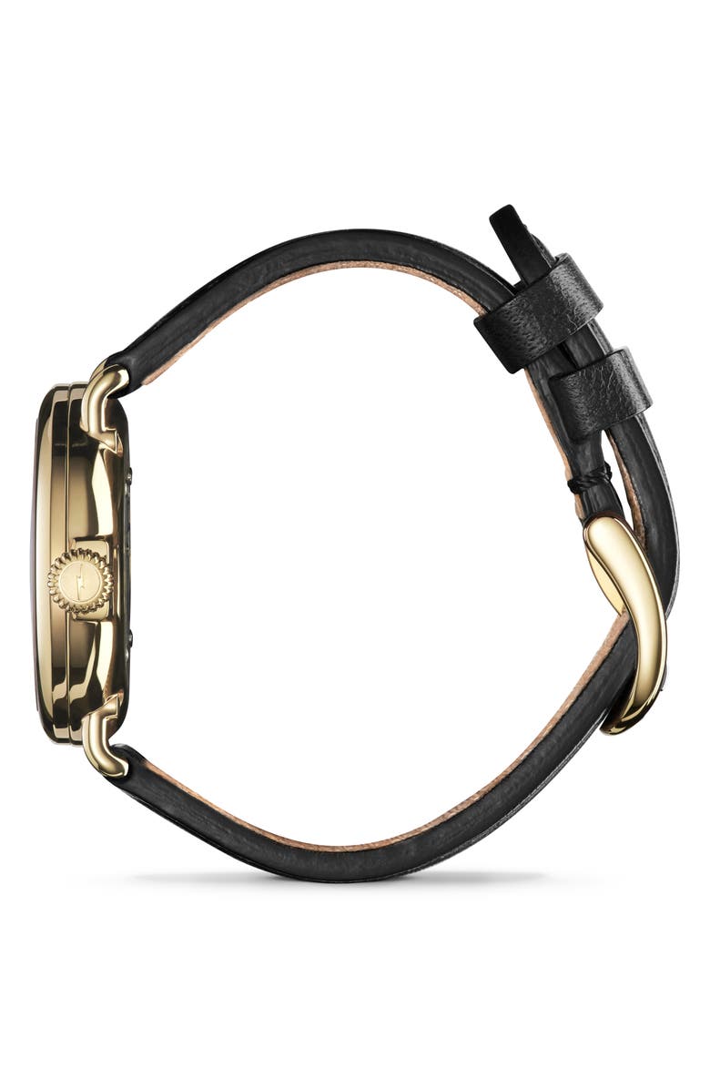 Shinola Runwell Leather Strap Watch, 36mm, Alternate, color, Black Mother Of Pearl