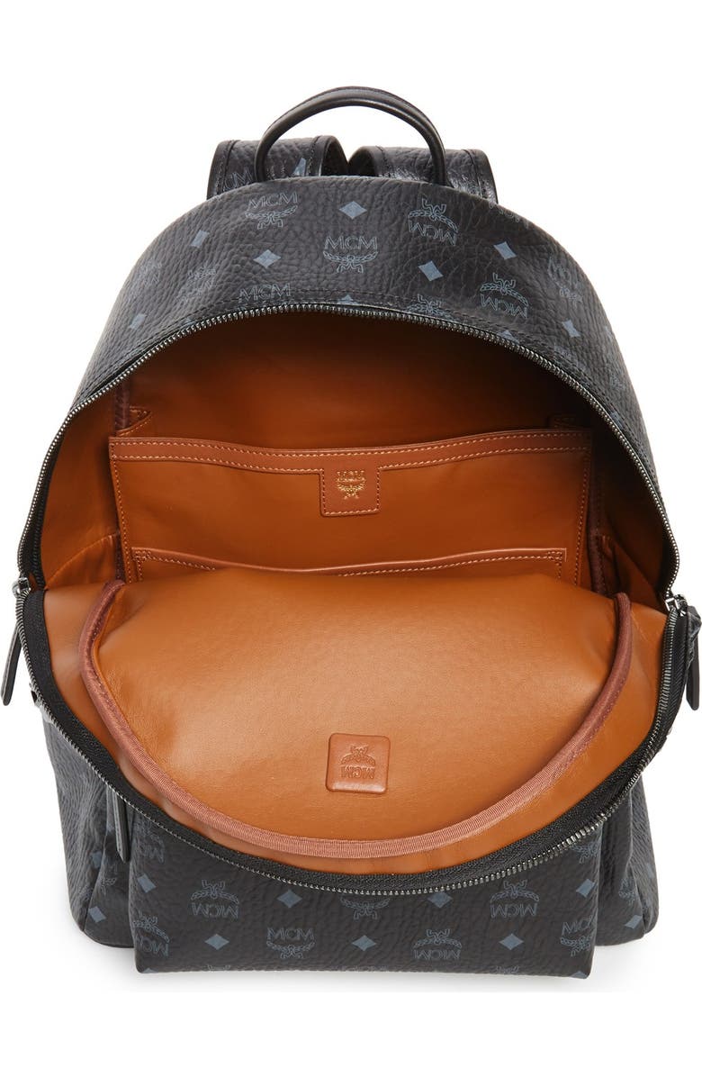 MCM Medium Stark Visetos Studded Backpack, Alternate, color, Black