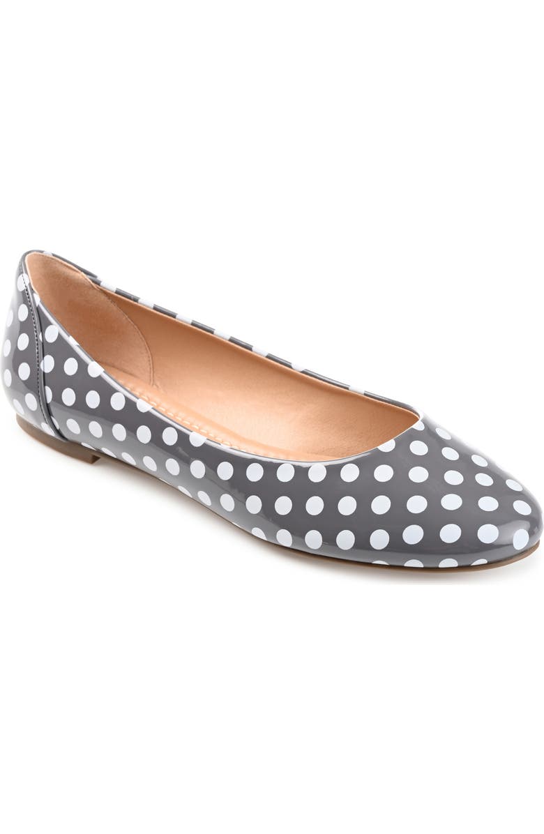 Journee Collection Kavn Ballet Flat - Narrow Width, Main, color, White Dot
