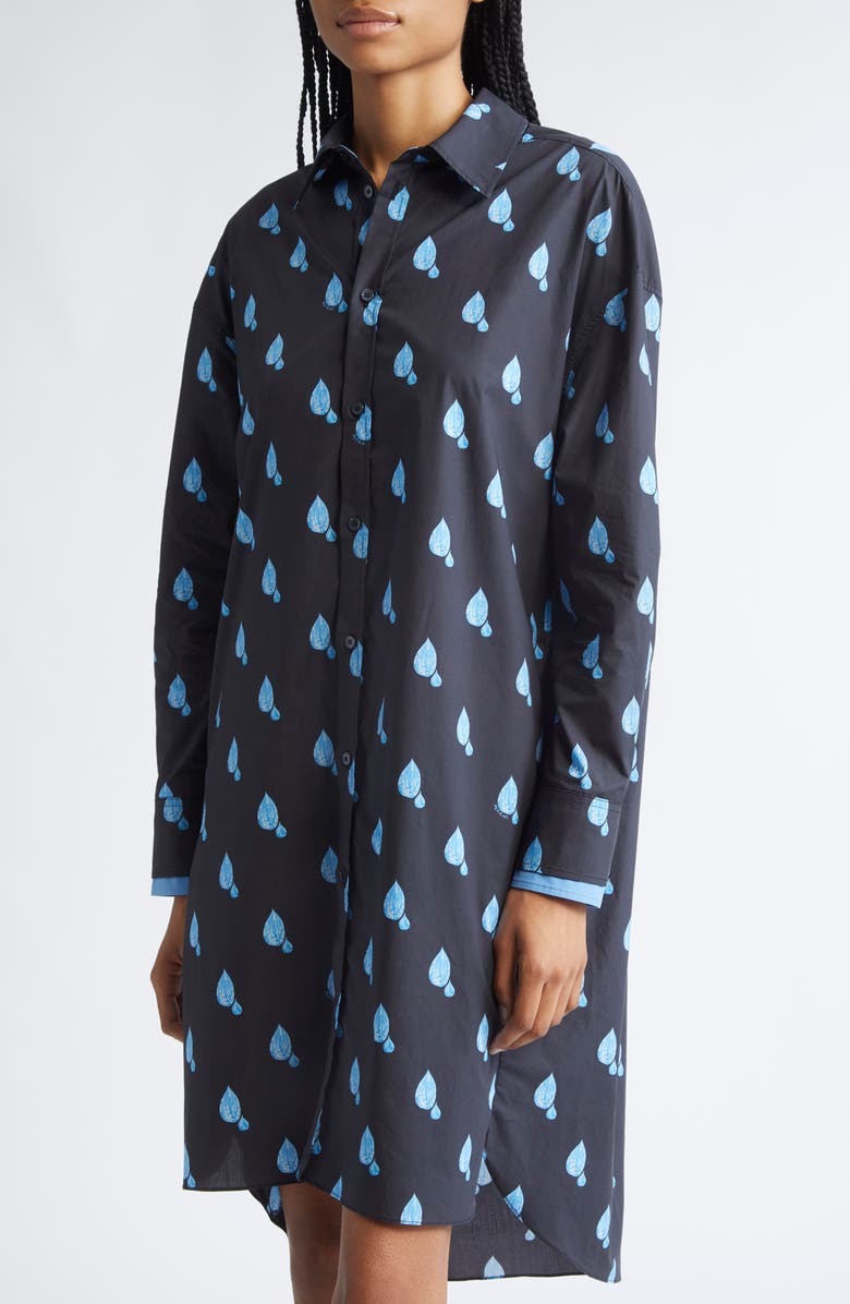 Marni Raindrop Print Long Sleeve Shirtdress, Alternate, color, Drn99 Black