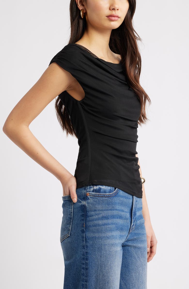 Open Edit Cap Sleeve Mesh Top, Alternate, color,