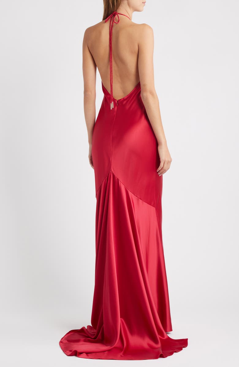 Acler Tarnacre Halter Satin Gown, Alternate, color, Crimson