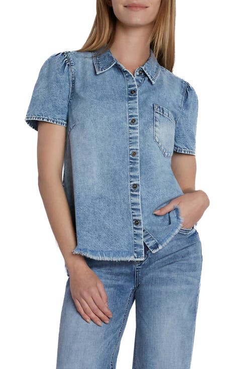 Puff Sleeve Denim Shirt