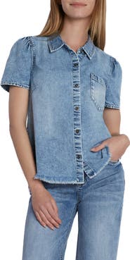 Wash Lab Denim Puff Sleeve Denim Shirt