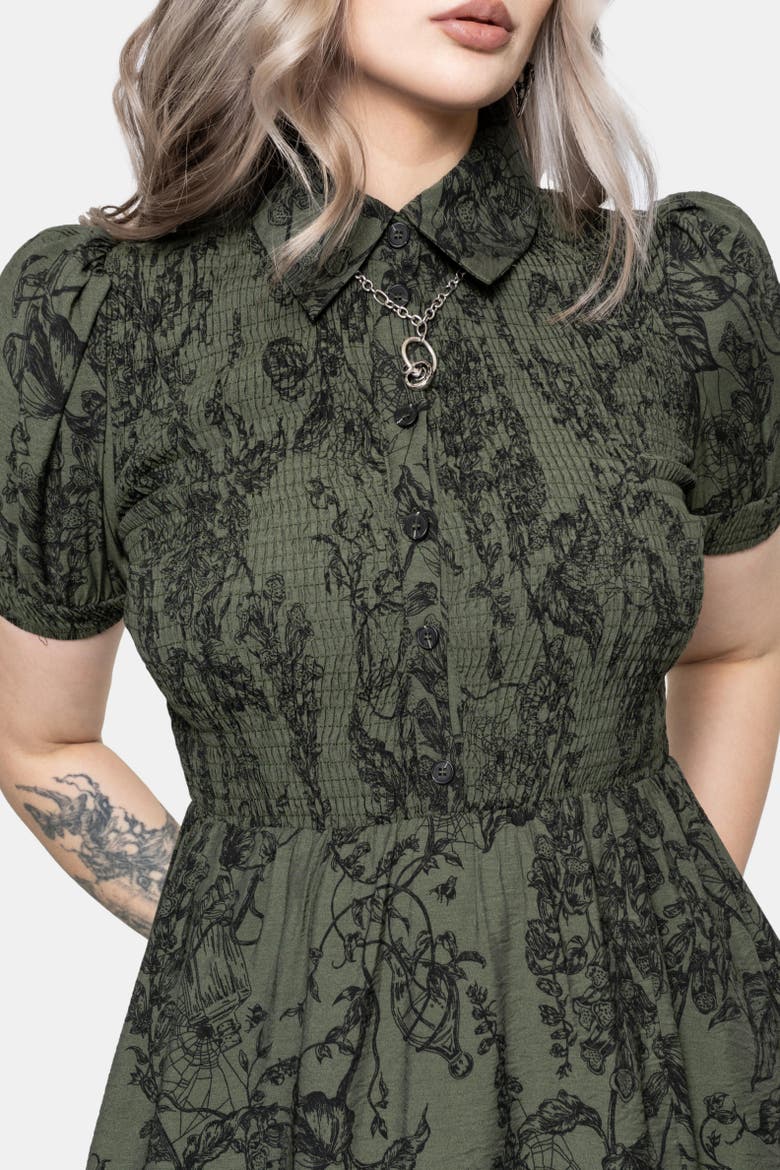 Orla Foxglove Print Shirred Midaxi Dress, Alternate, color, Green