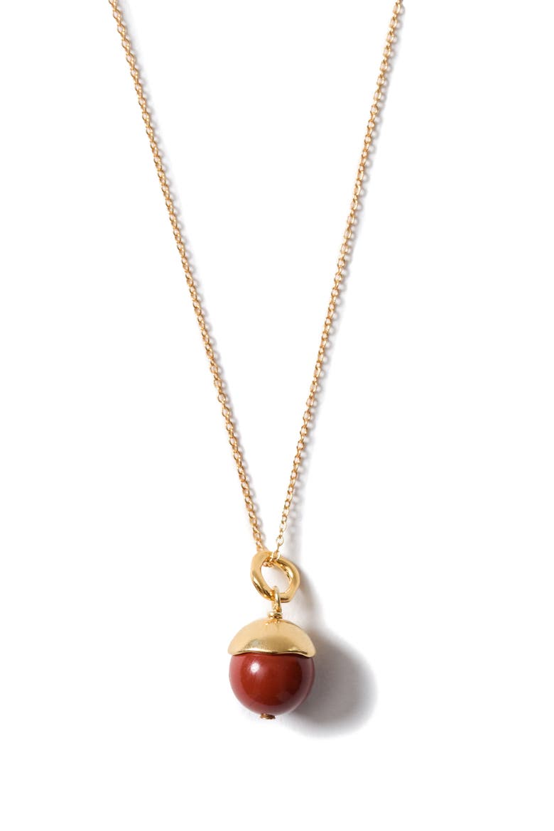 Semiprecious Stone Bell Pendant Necklace, Main, color, RED JASPER