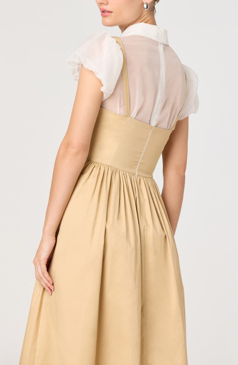 ASTR the Label Carrington Mixed Media Midi Dress, Alternate, color, Khaki White