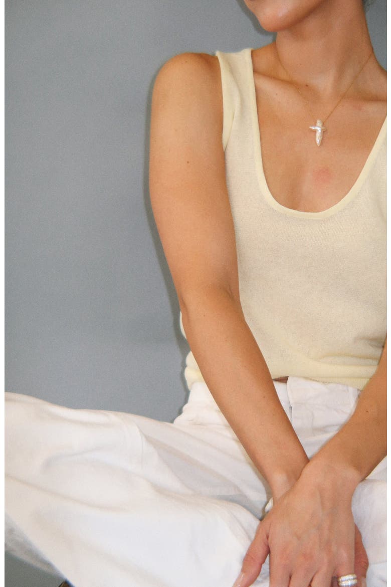 Pearl Cross Necklace, Alternate, color, Pearl / Gold