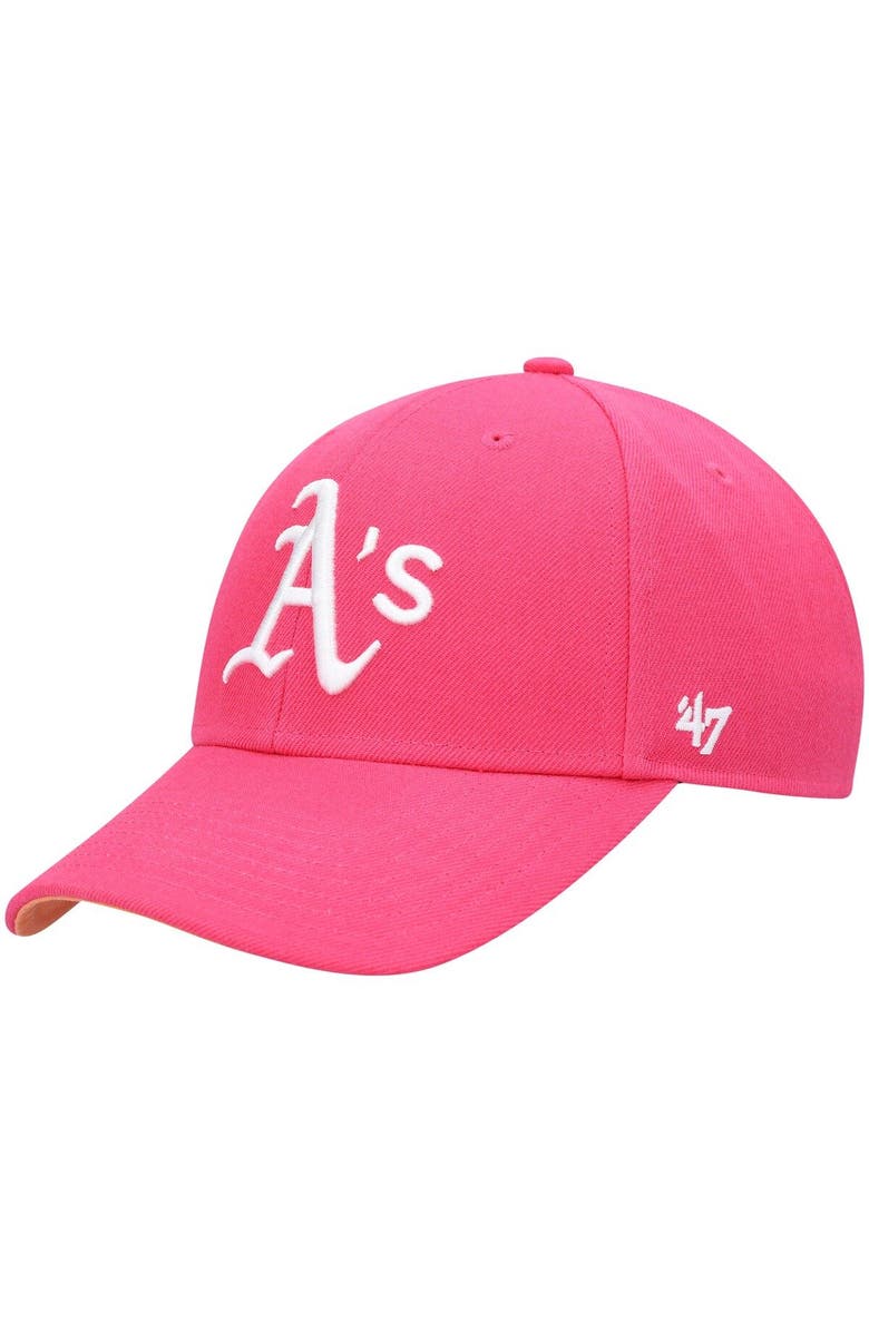 '47 Men's '47 Magenta Oakland Athletics 1989 World Series Mango Undervisor MVP Snapback Hat, Alternate, color, 
