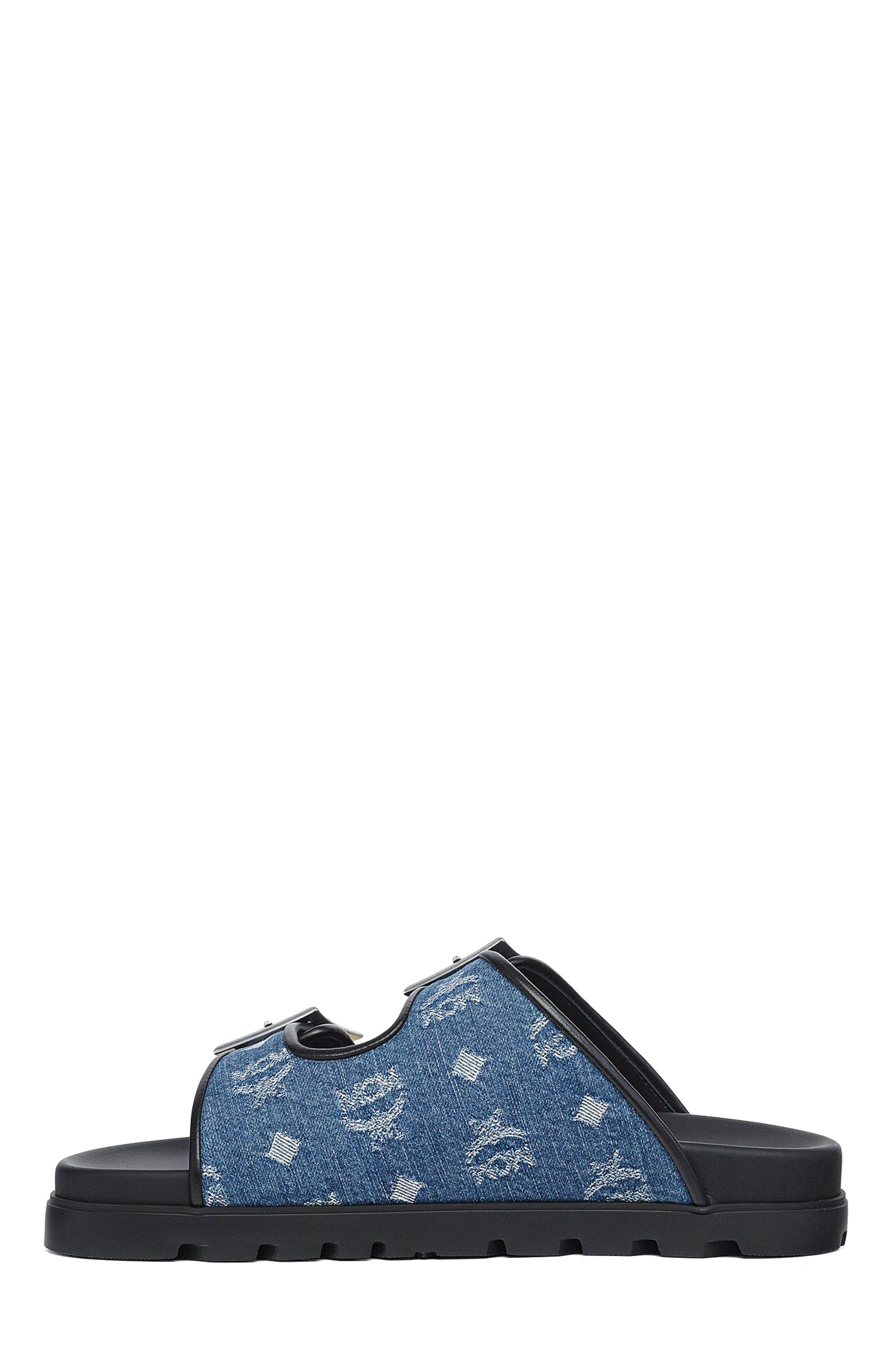 Monogram Sandals in Denim Jacquard, Alternate, color, Denim Blue
