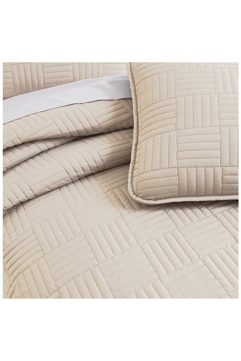 Grid Oversized Quilt Set, Alternate, color, TAUPE