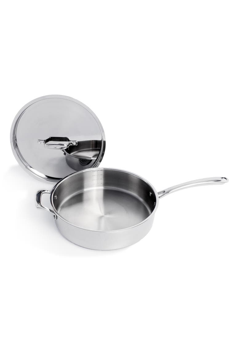Professional Stainless Steel 10/18 Tri-Ply 5.2 Qt Saute Pan and SS Lid, 11", Alternate, color, SILVER
