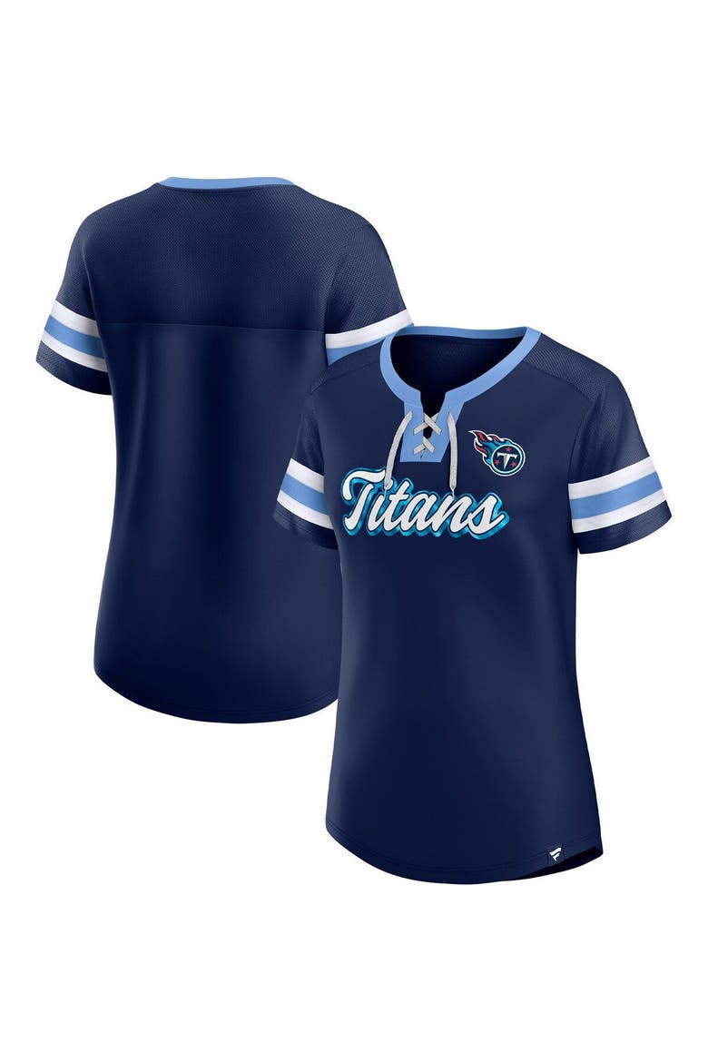 Women's Fanatics Branded Navy Tennessee Titans Original State Lace-Up T-Shirt, Main, color, Navy