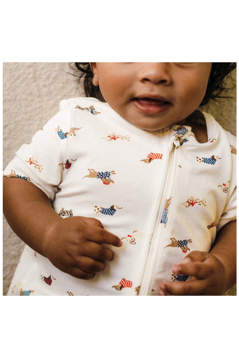 Day or Night Short Sleeve Romper, Alternate, color, DACHSHUND