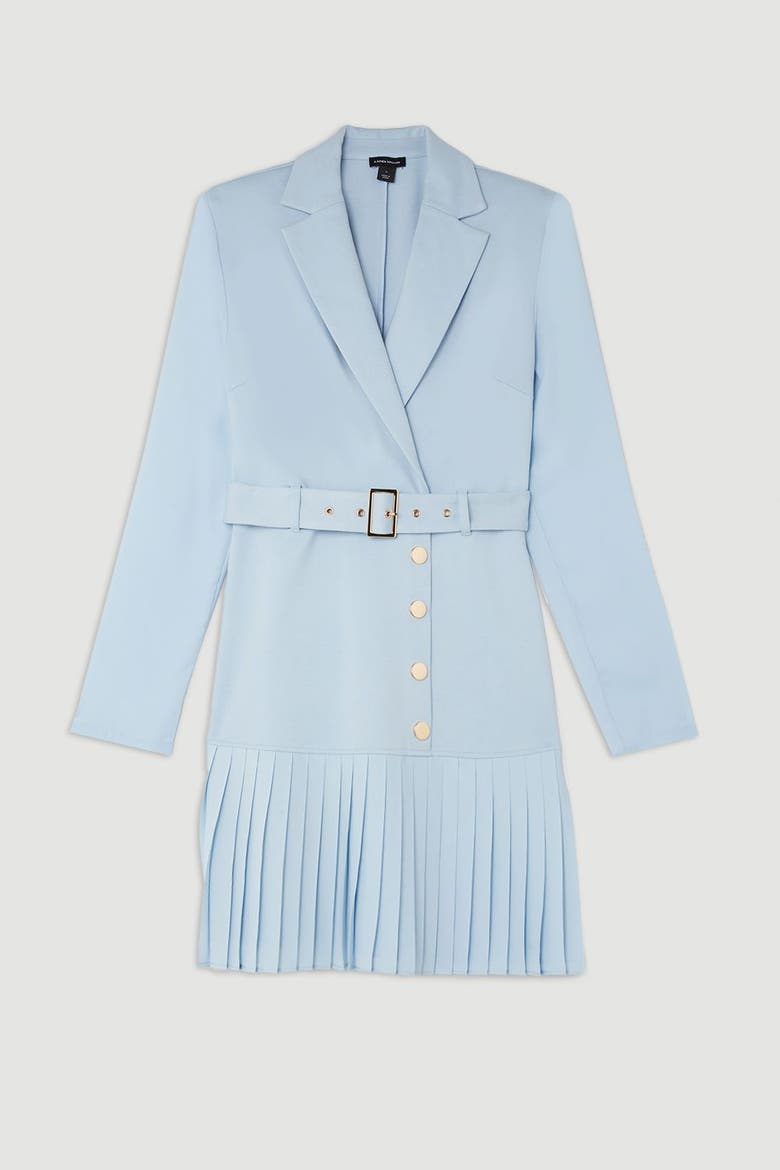 Pleated Skirt Collared Mini Dress, Alternate, color, Pale Blue