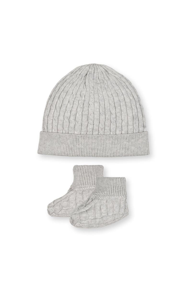 Hope & Henry Organic Sweater Beanie and Bootie 2-Piece Set, Main, color, Light Gray Heather Cable