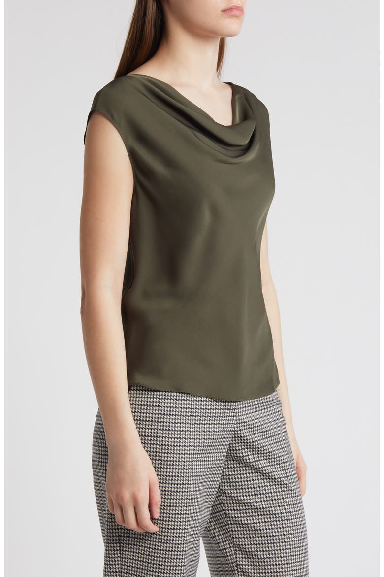 Modern Cowl Neck Silk Top, Alternate, color, DARK OLIVE