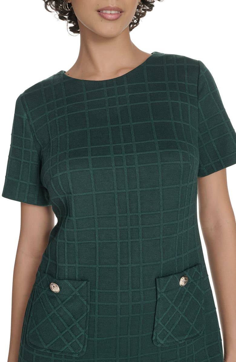 Tommy Hilfiger Windowpane Short Sleeve Shift Dress, Alternate, color, Cypress