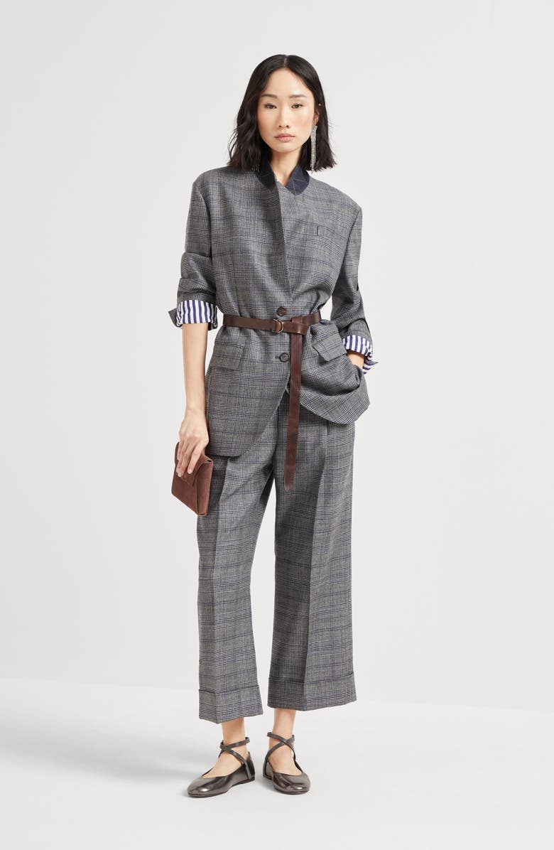 Brunello Cucinelli Prince of Wales trousers, Alternate, color, Grey