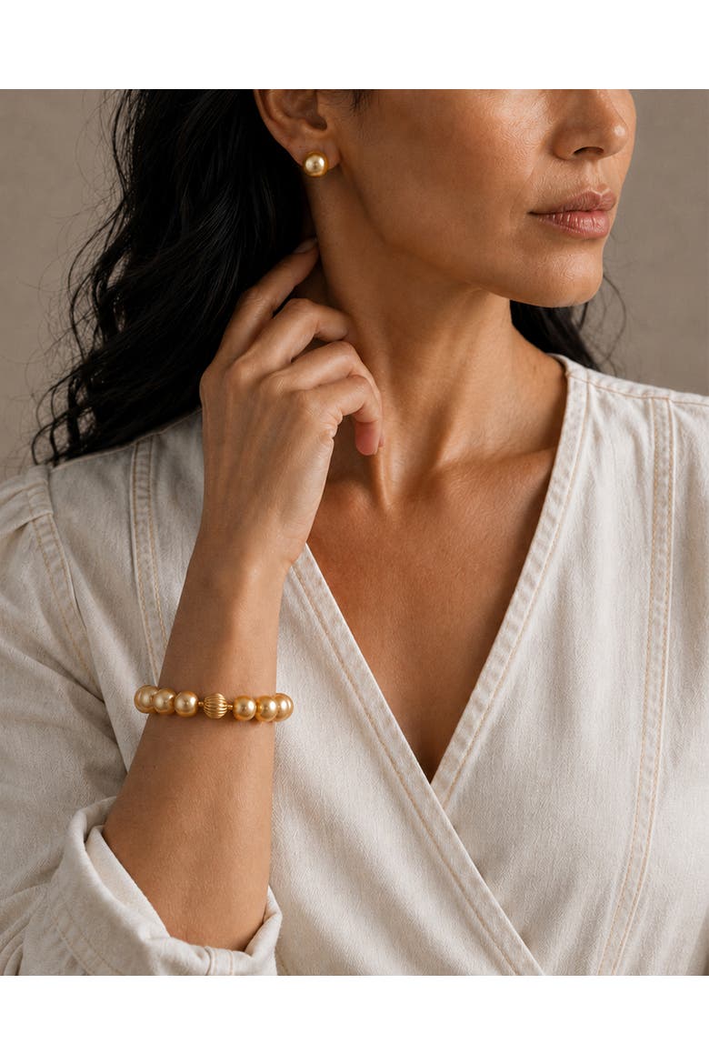 10-11mm Golden South Sea Pearl Bracelet, Alternate, color, Yellow Gold Clasp