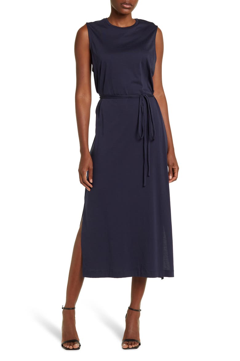 Sleeveless Pima Cotton Maxi Dress, Main, color, MARINE